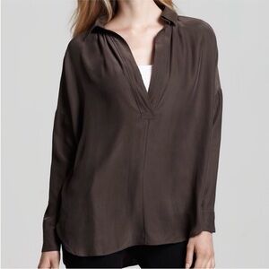 Vince Mocha silk blouse with dolman sleeves